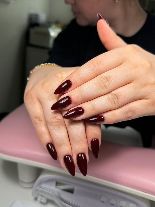 Black Cherry Merlot Gel Polish | Deep Burgundy Red Nail Colour