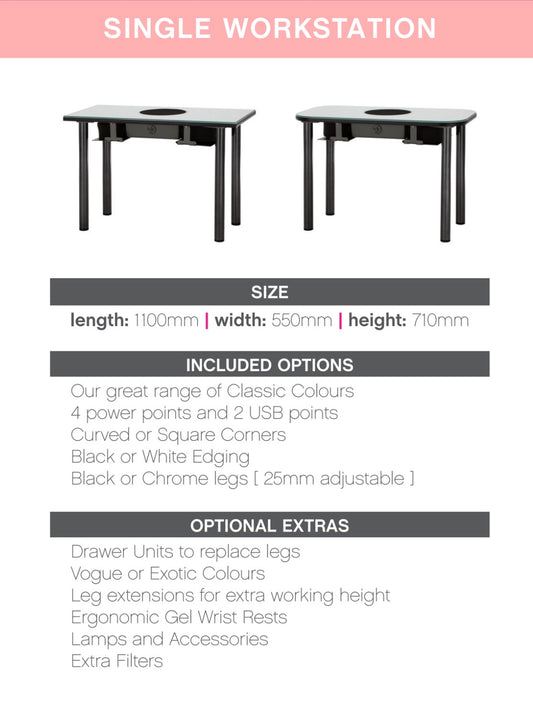 Emendee Nail Table Rent/Buy
Regular | Dust Extraction Desk