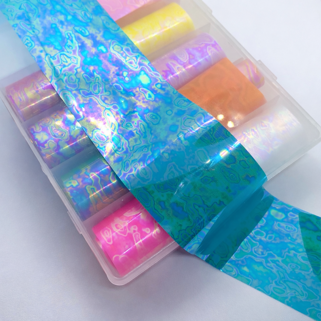 Mermaid Oil Slick Nail Foils – Iridescent Nail Art Transfer Foils