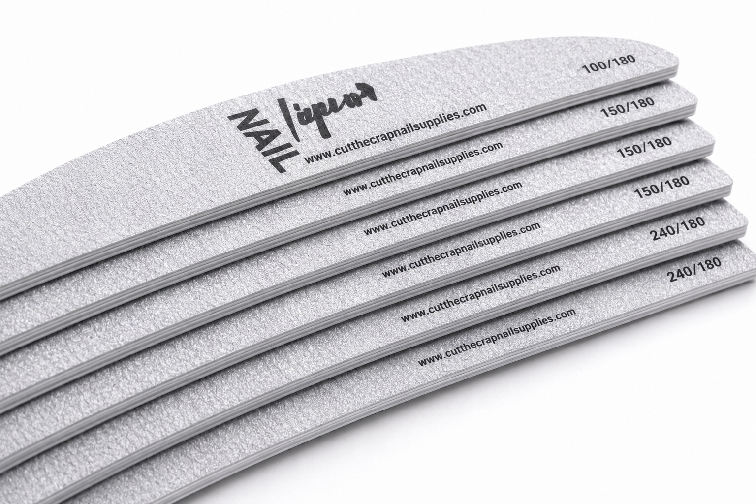 Half Moon Nail Files – Japanese Sandpaper (Pack of 25) | 100 / 150 / 180 / 240 Grit