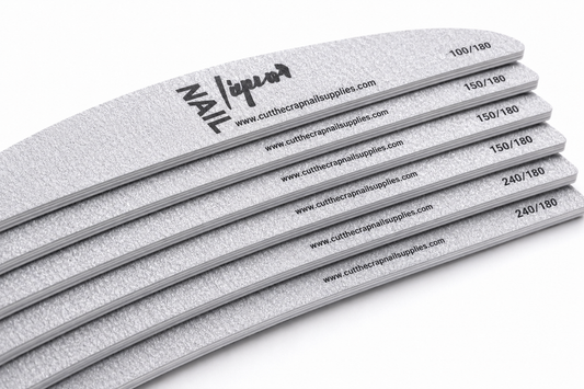 Half Moon Nail Files – Japanese Sandpaper (Pack of 25) | 100 / 150 / 180 / 240 Grit