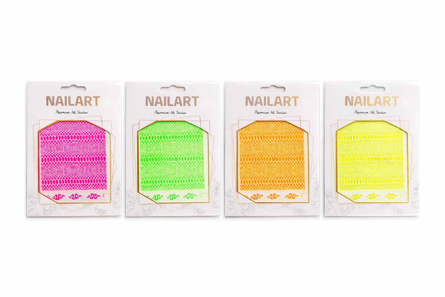 Neon Snake Print Nail Stickers