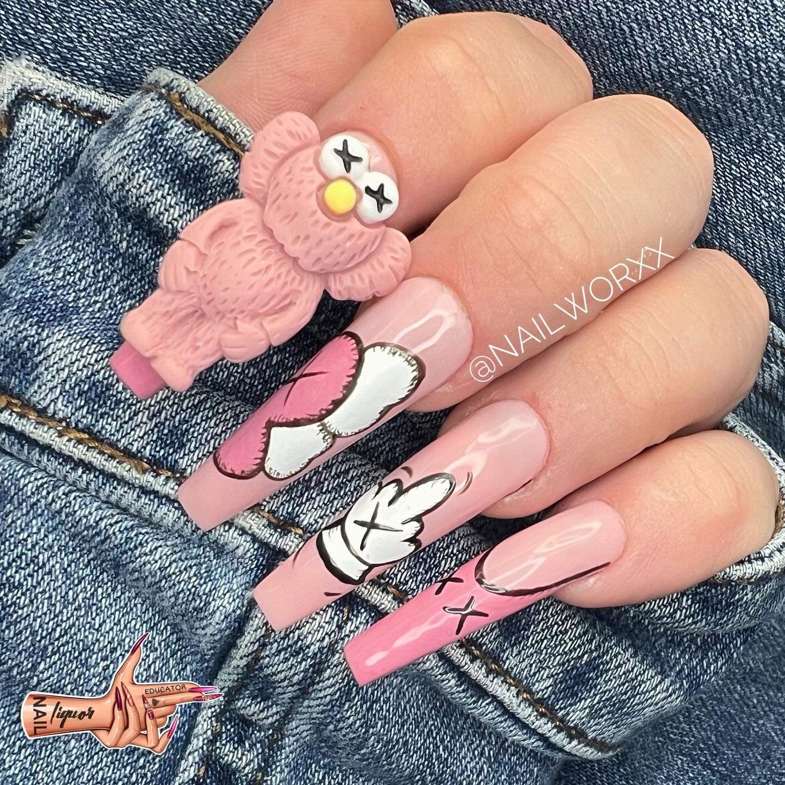 𝐁𝐀𝐘 𝐀𝐑𝐄𝐀 𝐍𝐀𝐈𝐋 𝐀𝐑𝐓𝐈𝐒𝐓 on Instagram: “He gon' choose her  every time KAWS it's cheaper to keep her” 🤣😉 KAWS babyyyy, nails are  expensive!! . . . Charms - @nailwaresf . . . . . #
